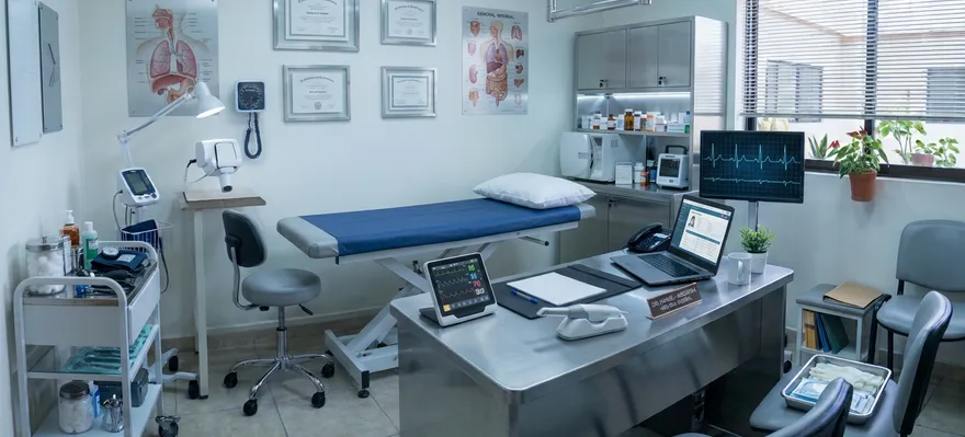 Consultorio de medicina general equipado